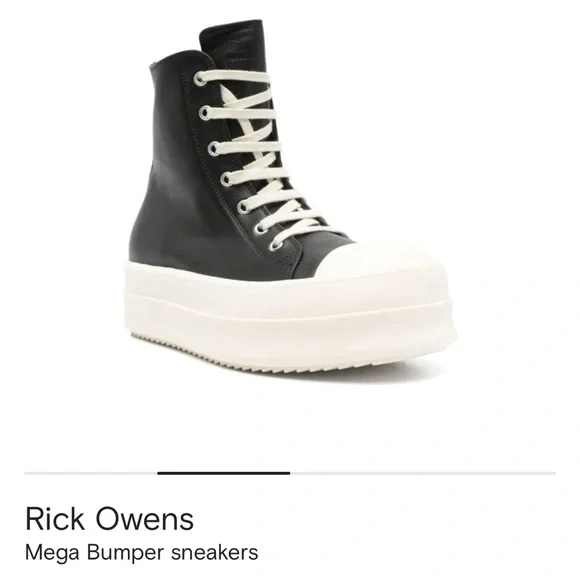 靴 Rick Owens Mega Bumper 37 Mega Bumper leather sneakers in black - Rick Owens | Mytheresa